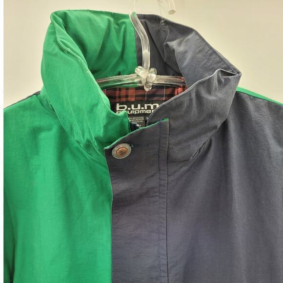 HP B.U.M. Equipment‎ Green 80s Color Block Puffer Anorak Jacket Detachable Hood - Picture 8 of 16